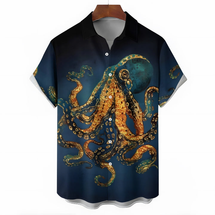 Octopus Casual Large Size Short-Sleeved Shirt 2410007911