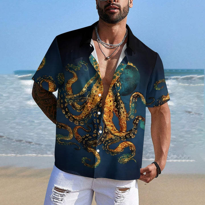 Octopus Casual Large Size Short-Sleeved Shirt 2410007911