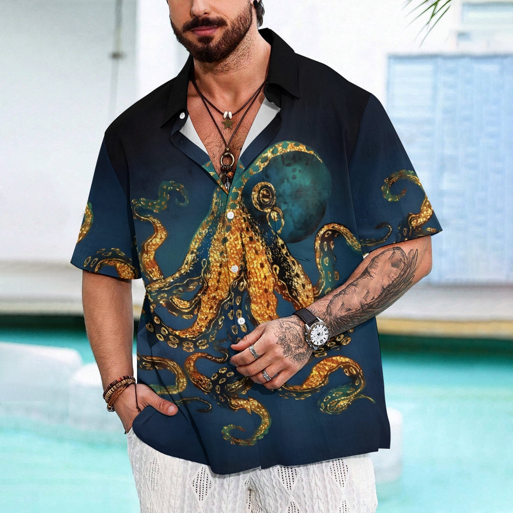 Octopus Casual Large Size Short-Sleeved Shirt 2410007911