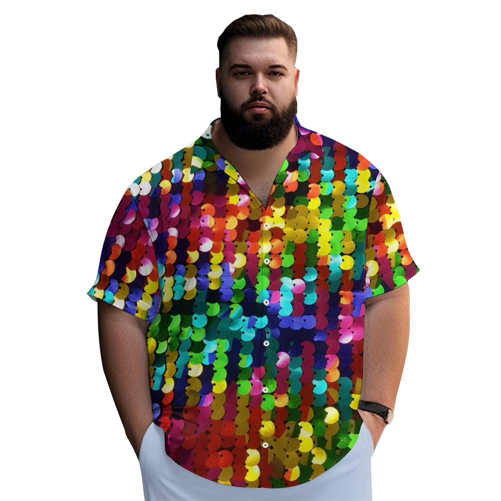 Men's Colorful Sequined Casual Short Sleeve Shirt 2409006227