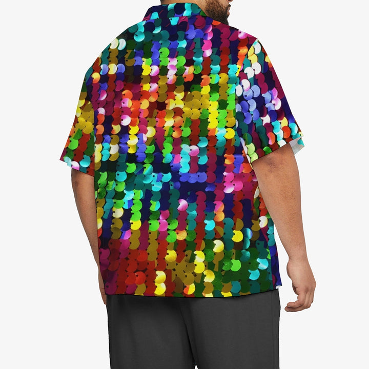 Men's Colorful Sequined Casual Short Sleeve Shirt 2409006227