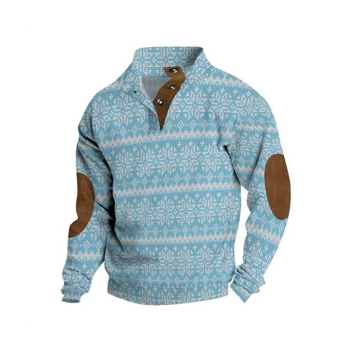 Men's Button Printed Casual Long Sleeve Sweatshirt 2411003996