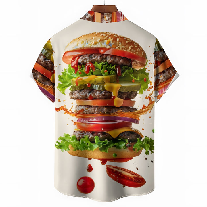 Hamburger Dachshund Casual Large Size Short Sleeve Shirt 2411004205