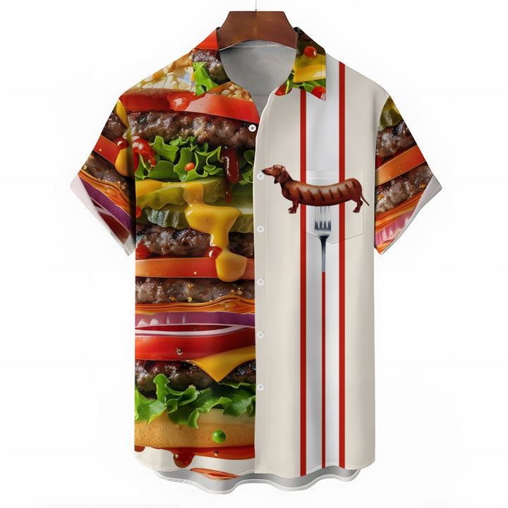 Hamburger Dachshund Casual Large Size Short Sleeve Shirt 2411004205