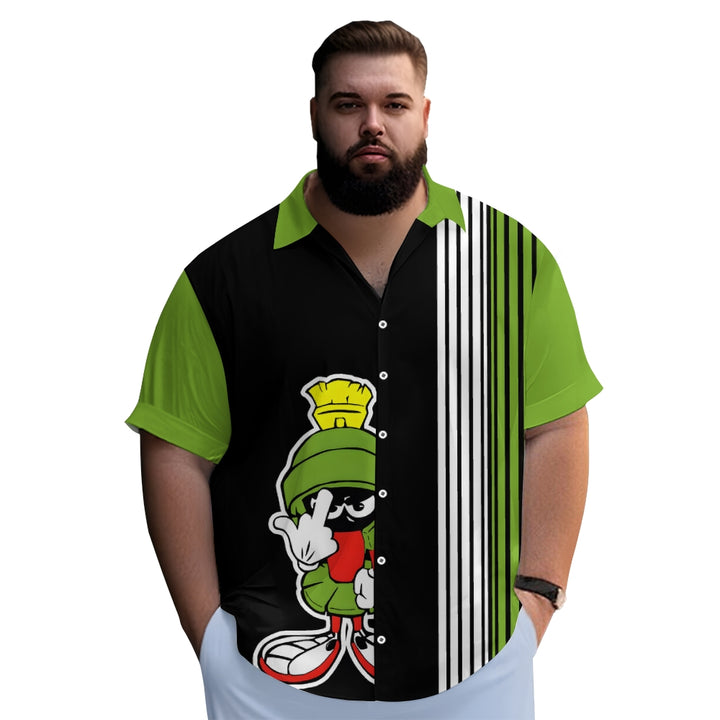 Men's Cartoon Character Stripes Casual Short Sleeve Shirt 2410006581