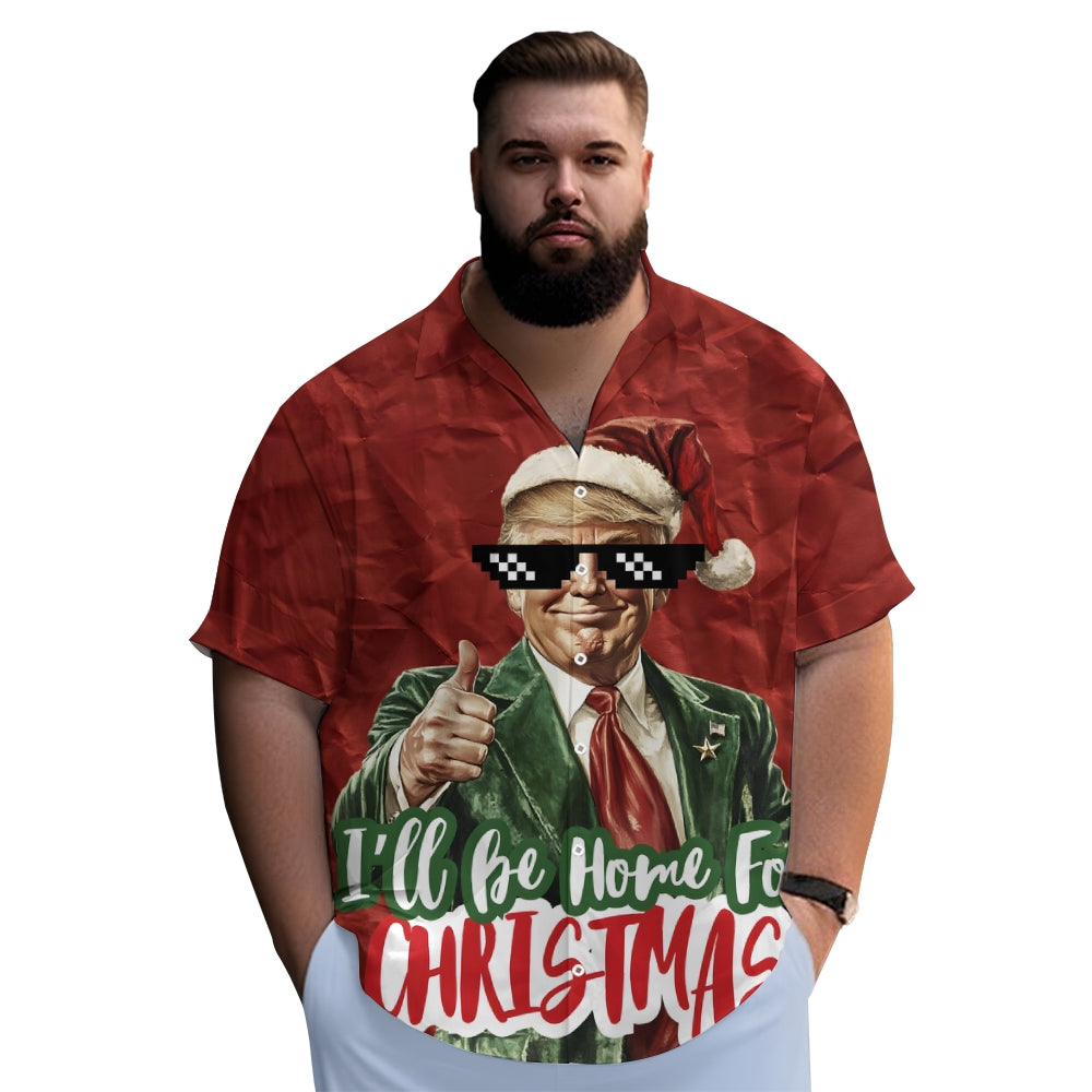 "I'll Be Home For Christmas" Trump Breast Pocket Hawaiian Shirt 2412000472