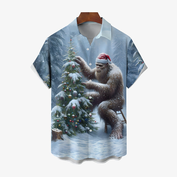 Men's Christmas Bigfoot Short Sleeve Shirt 2411006043