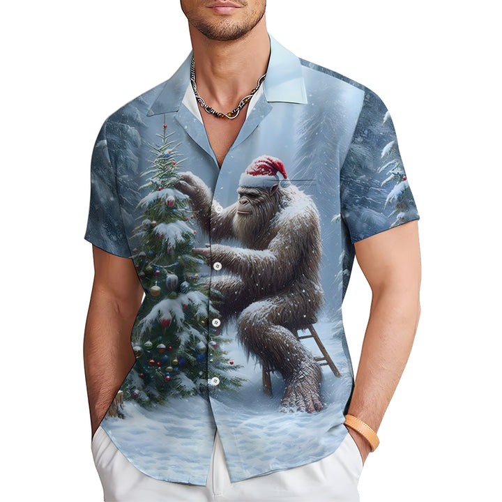 Men's Christmas Bigfoot Short Sleeve Shirt 2411006043