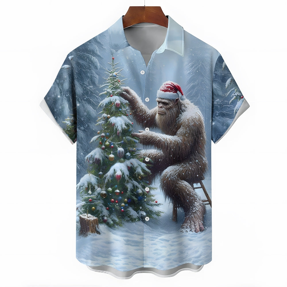 Men's Christmas Bigfoot Short Sleeve Shirt