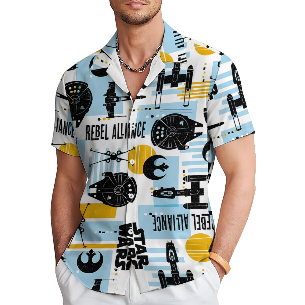 Men's Sci-Fi Cartoon Star Casual Short Sleeve Shirt 2403000120