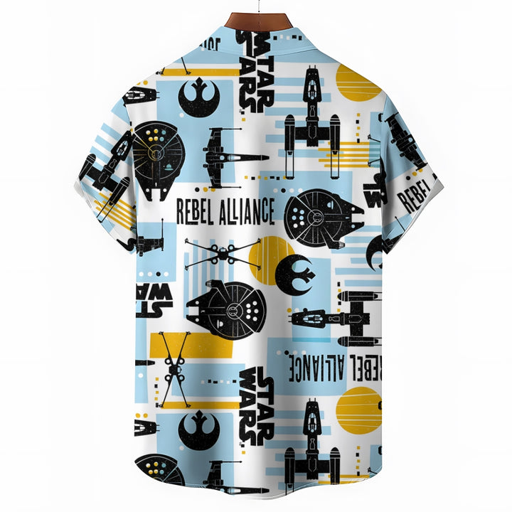 Men's Sci-Fi Cartoon Star Casual Short Sleeve Shirt 2403000120