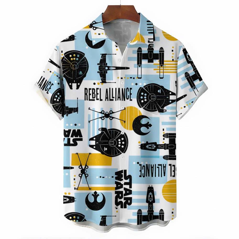 Men's Sci-Fi Cartoon Star Casual Short Sleeve Shirt 2403000120