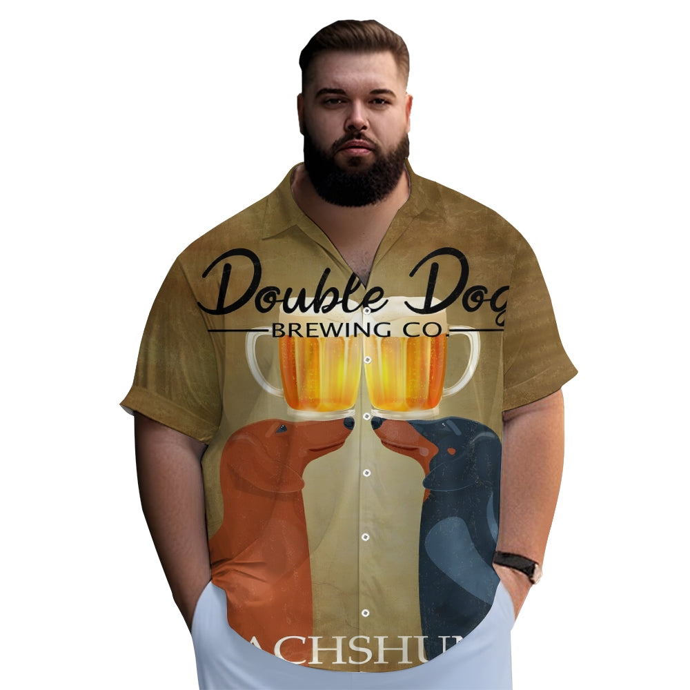 Dachshund Beer Print Casual Oversized Short Sleeve Shirt 2407003569