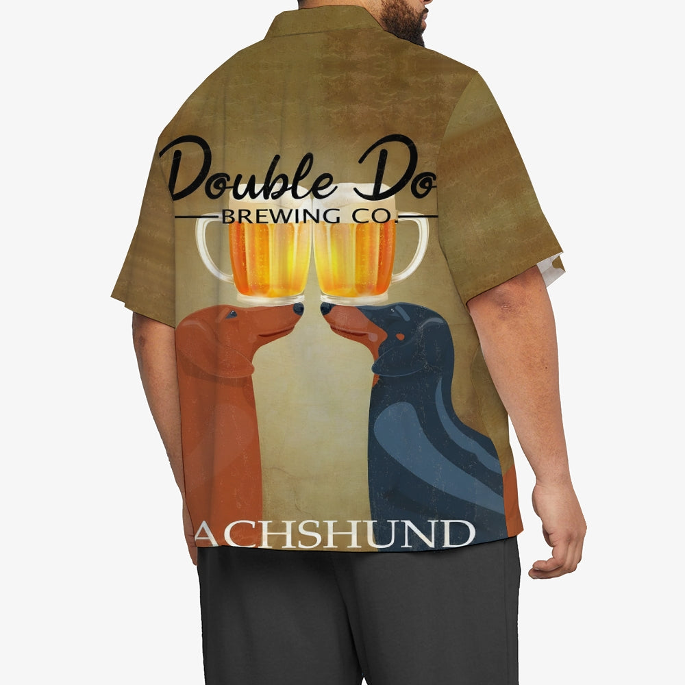 Dachshund Beer Print Casual Oversized Short Sleeve Shirt 2407003569