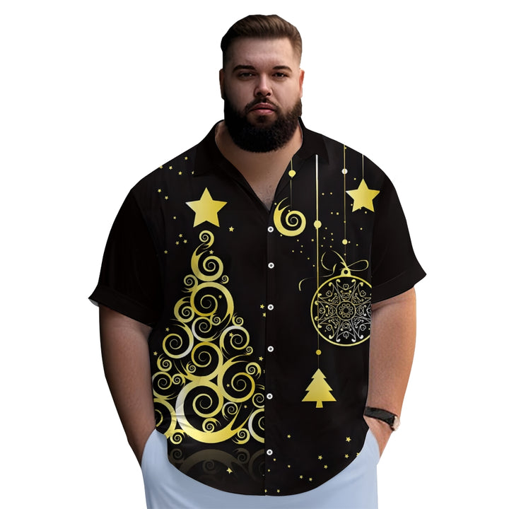 Christmas Tree Star Print Short Sleeve Shirt 2409010799