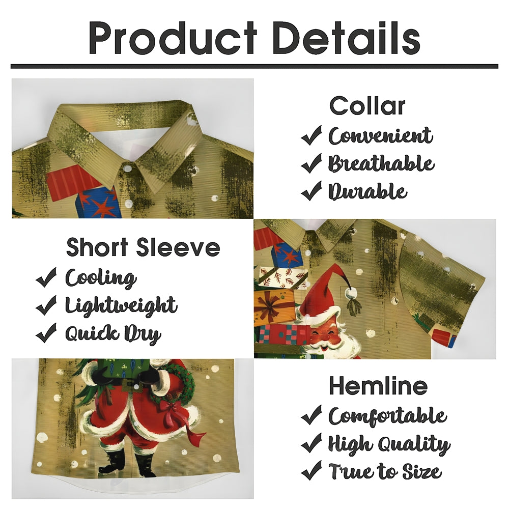 Men's Santa Claus Print Short Sleeve Button Shirt 2411009399