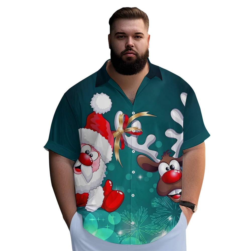 Santa Claus Elk Casual Short Sleeve Shirt 2310000734