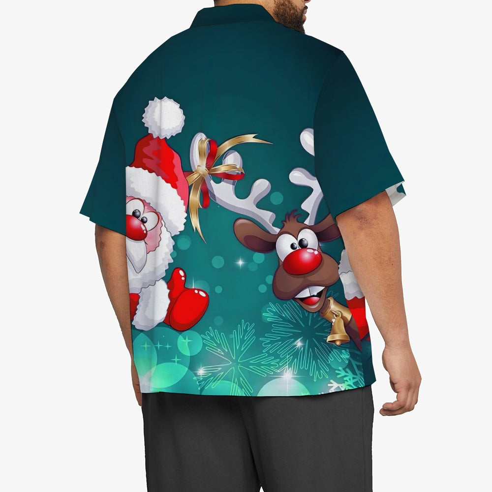 Santa Claus Elk Casual Short Sleeve Shirt 2310000734