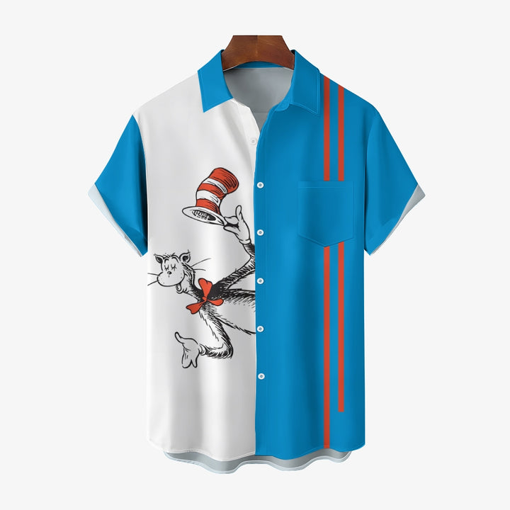 Cartoon Hoodie Character Linen Short Sleeve Shirt 2411010268