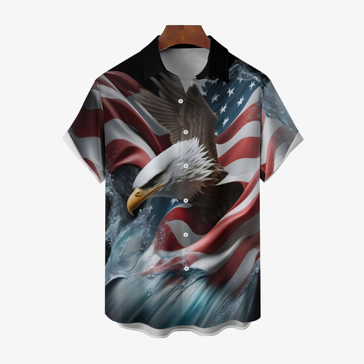 Men's Eagle Patriotism Casual Short Sleeve Shirt 2404000250