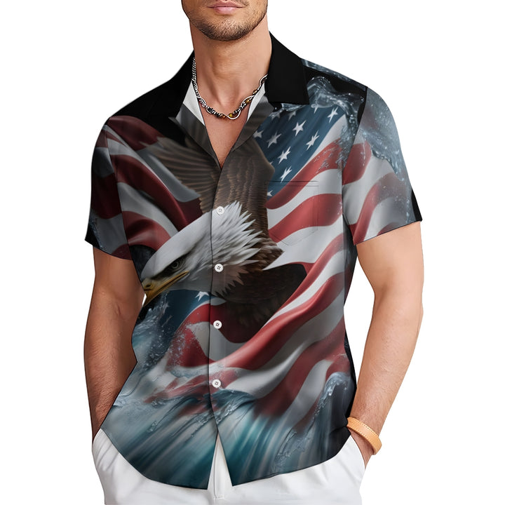 Men's Eagle Patriotism Casual Short Sleeve Shirt 2404000250