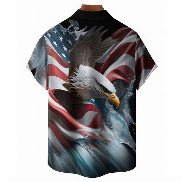 Men's Eagle Patriotism Casual Short Sleeve Shirt 2404000250