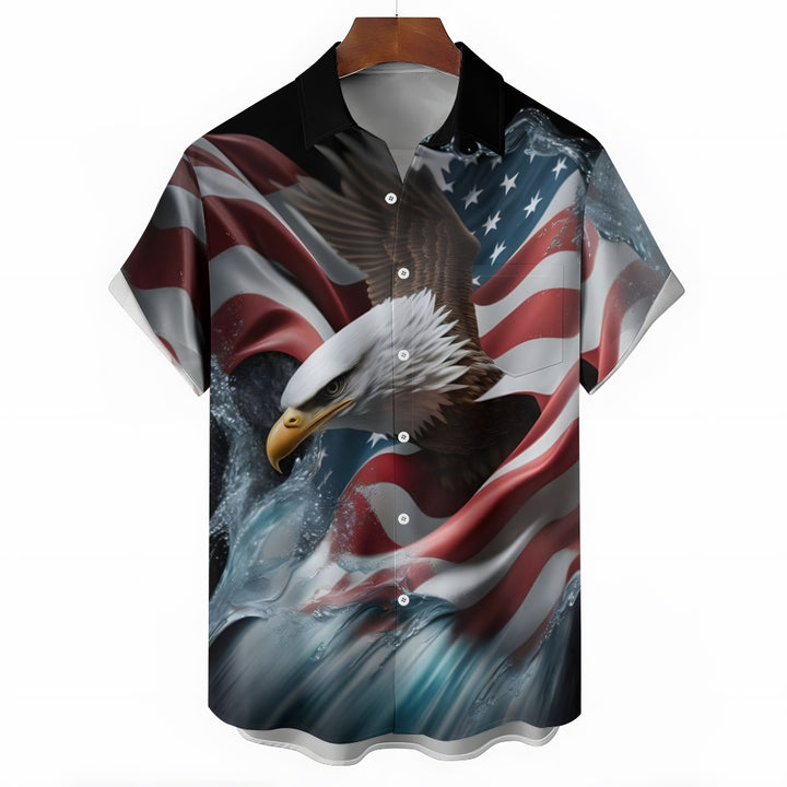 Men's Eagle Patriotism Casual Short Sleeve Shirt 2404000250