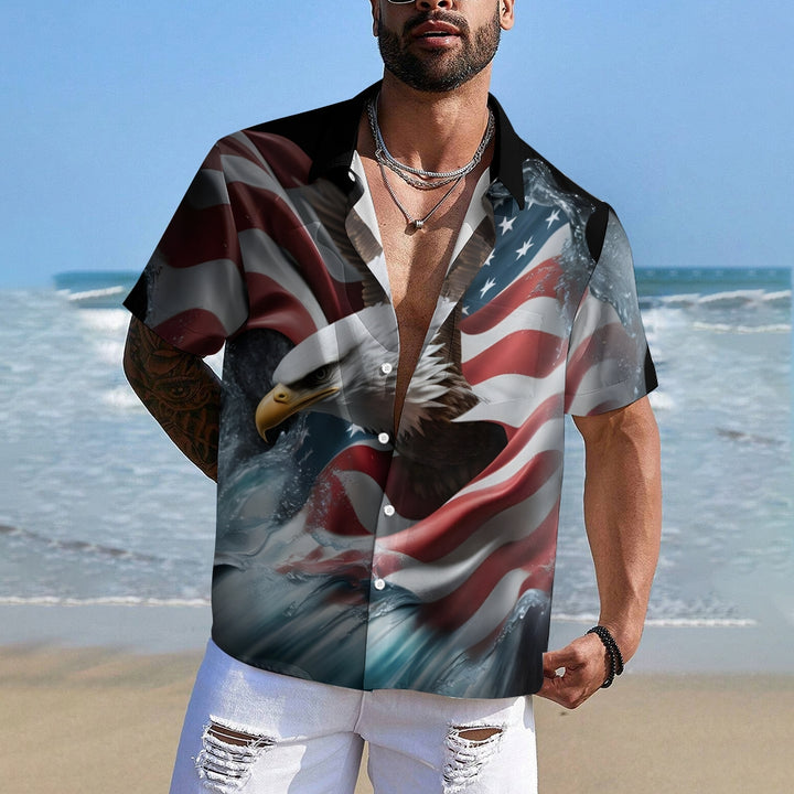 Men's Eagle Patriotism Casual Short Sleeve Shirt 2404000250