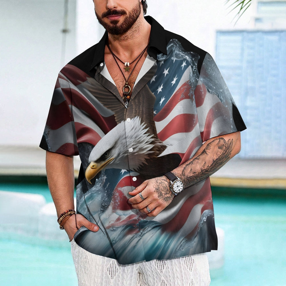 Men's Eagle Patriotism Casual Short Sleeve Shirt 2404000250