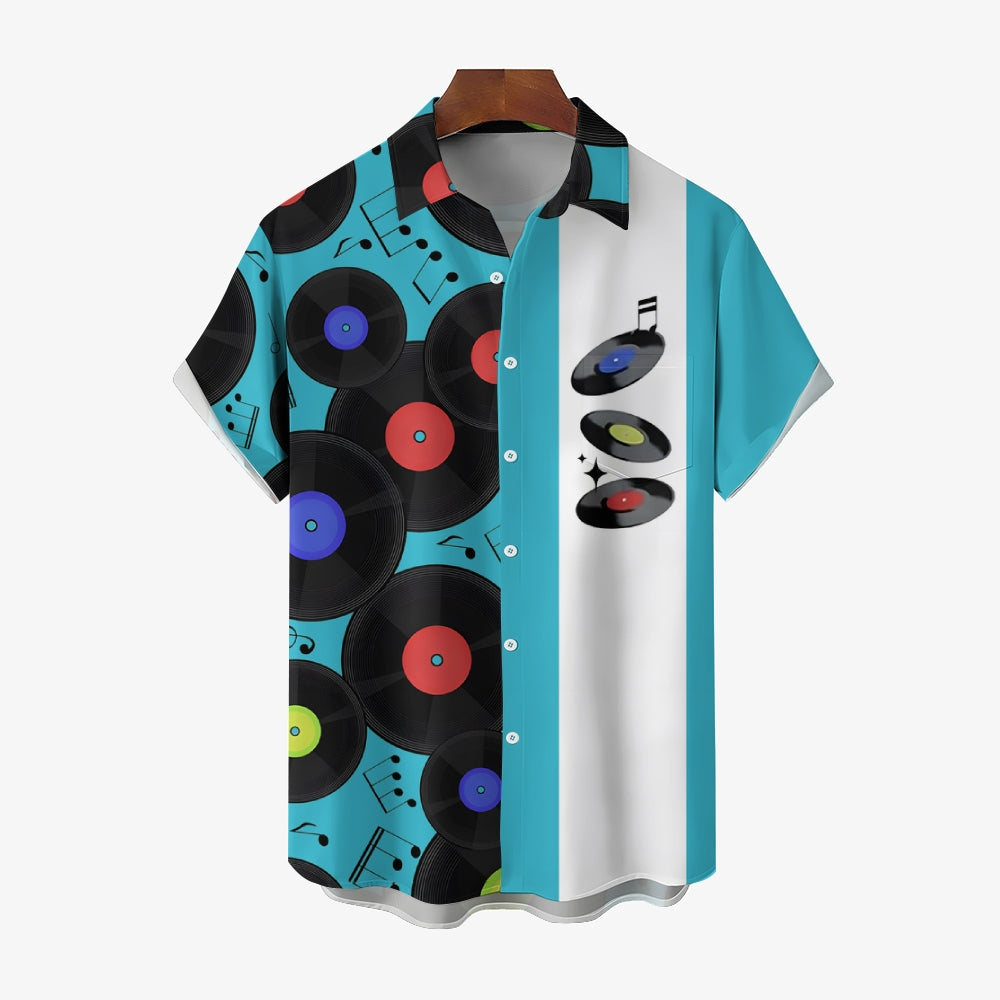 Men's Music Festival Print Short Sleeve Shirt 2408001581