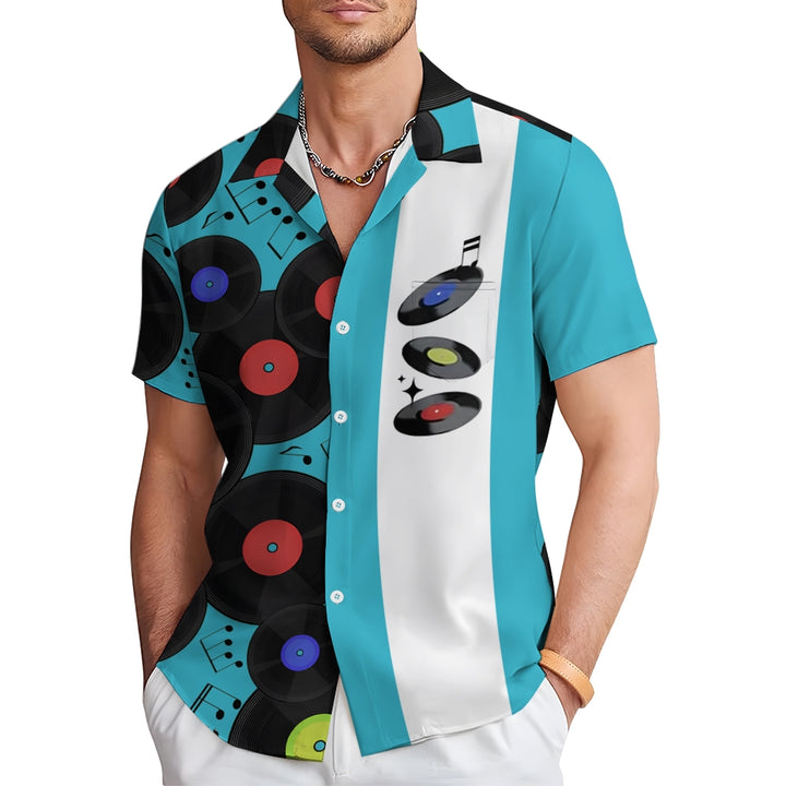 Men's Music Festival Print Short Sleeve Shirt 2408001581