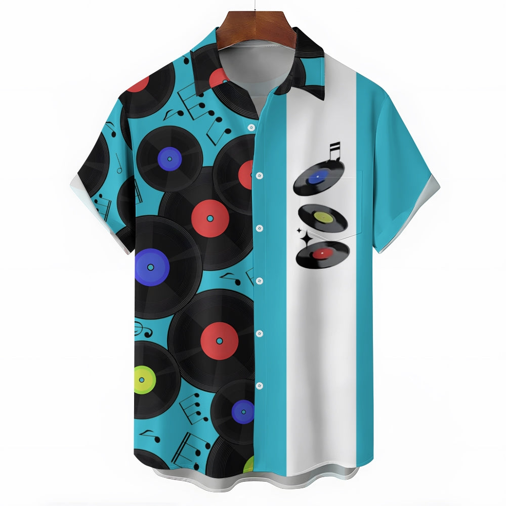 Men's Music Festival Print Short Sleeve Shirt 2408001581