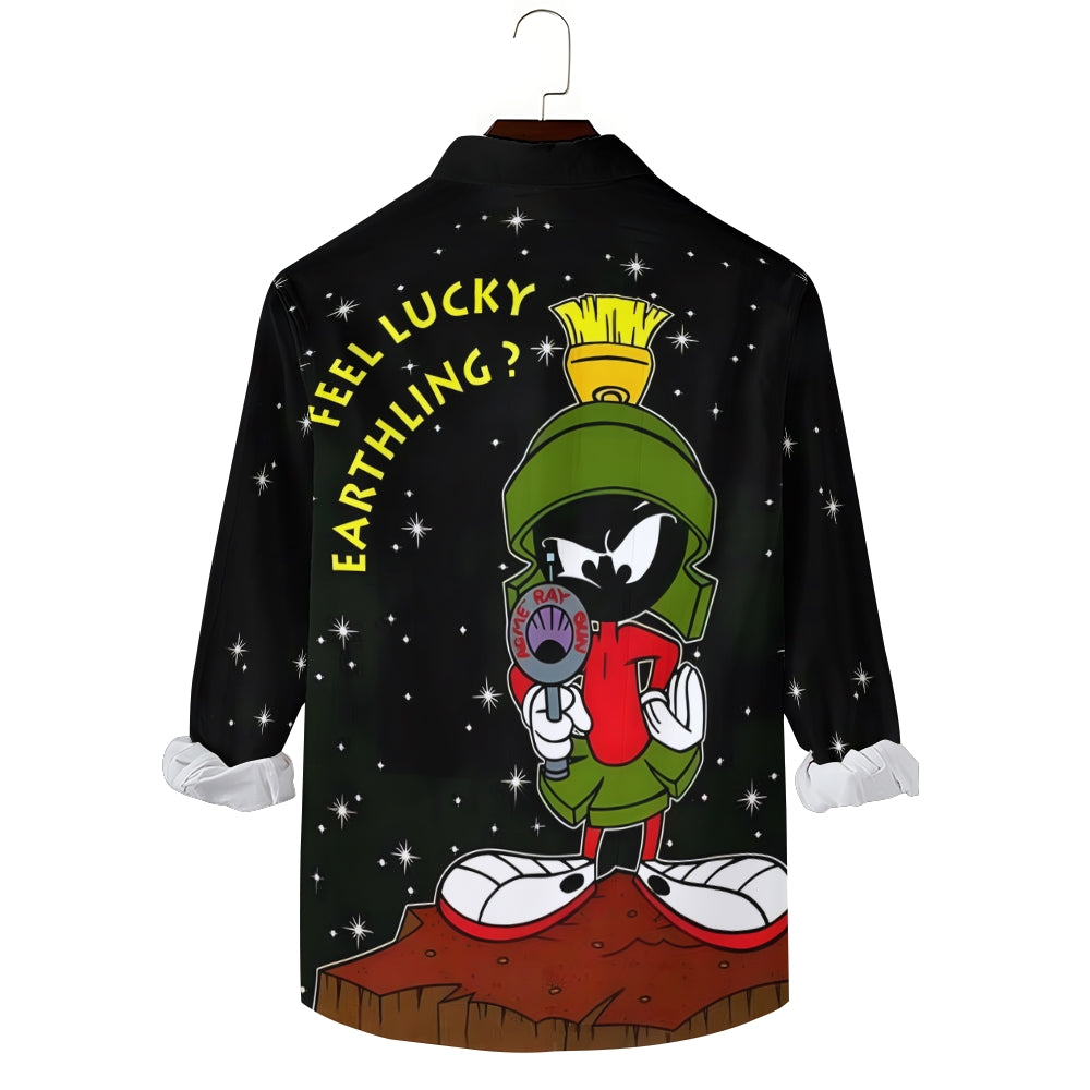 Men's Christmas Cartoon Character Print Long Sleeve Shirt 2411010362