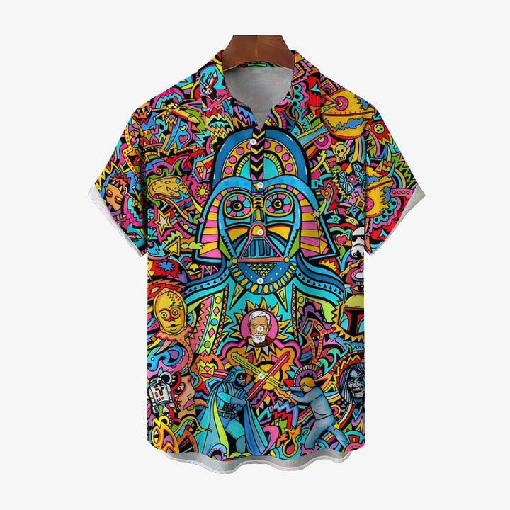 Men's Retro Spaceship Short Sleeve Shirt 2411010304