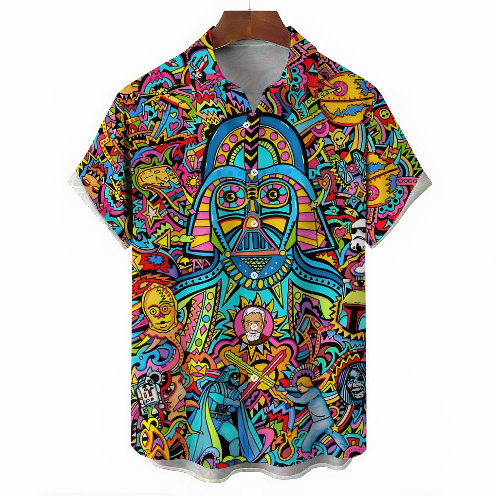 Men's Retro Spaceship Short Sleeve Shirt 2411010304