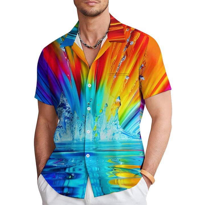 Men's bright print short-sleeved shirt 2411010971