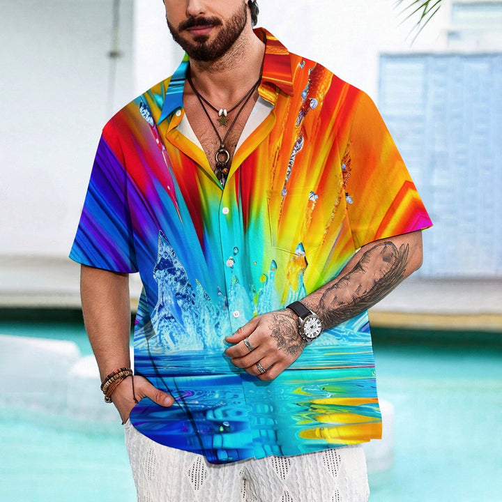 Men's bright print short-sleeved shirt 2411010971