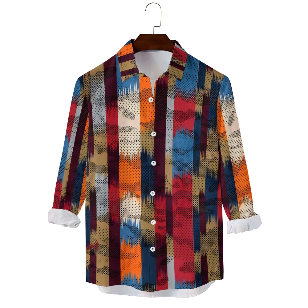 Men's Colorful Stripes Print Long Sleeve Shirt 2411011024