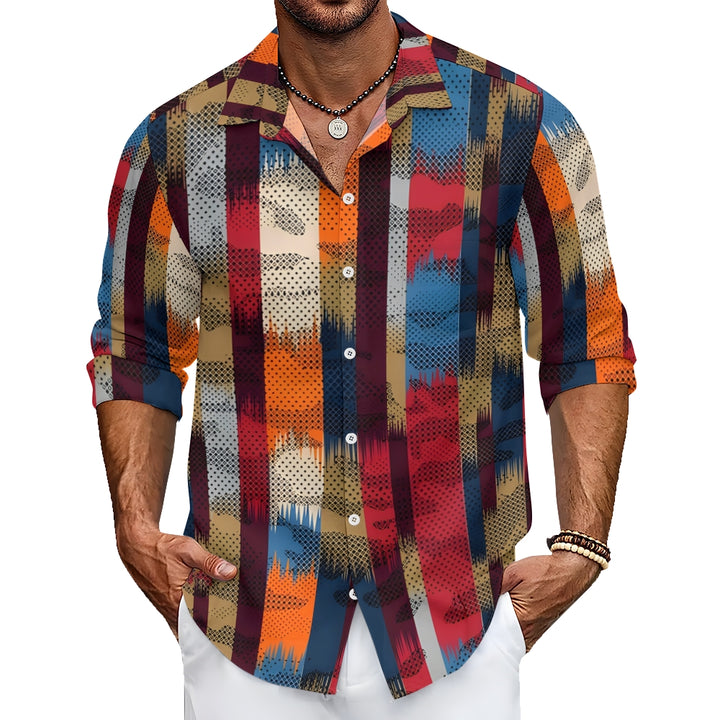 Men's Colorful Stripes Print Long Sleeve Shirt 2411011024