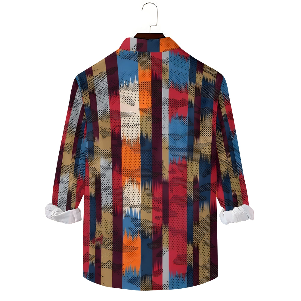 Men's Colorful Stripes Print Long Sleeve Shirt 2411011024