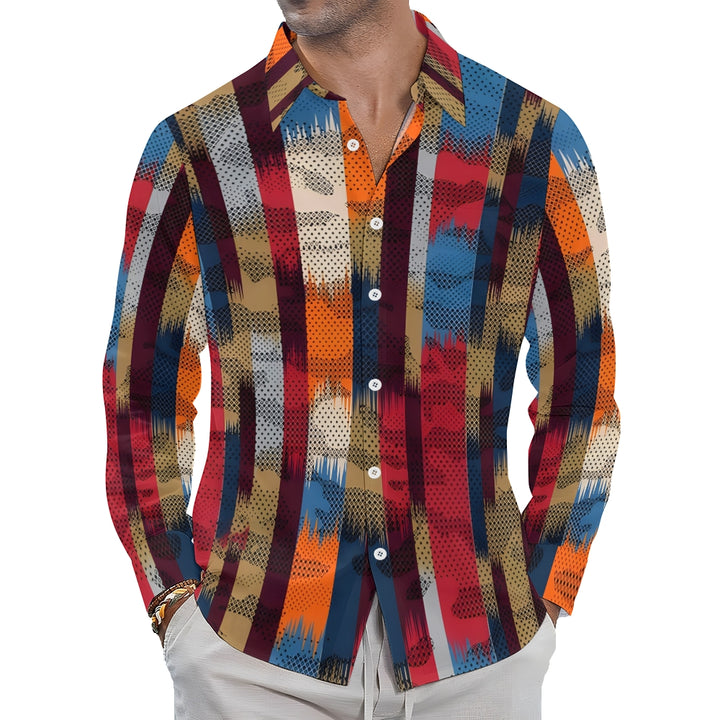 Men's Colorful Stripes Print Long Sleeve Shirt 2411011024