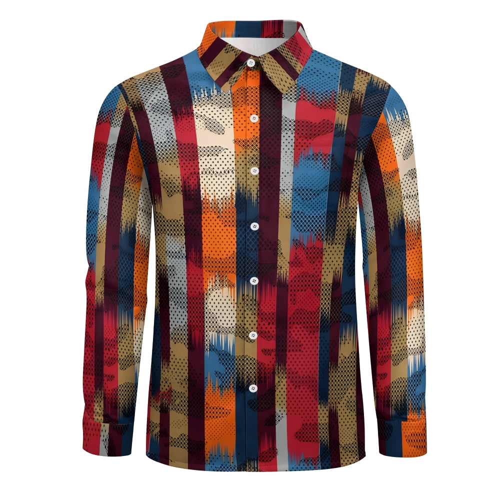 Men's Colorful Stripes Print Long Sleeve Shirt 2411011024