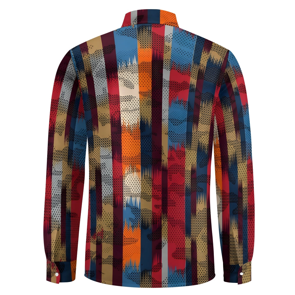 Men's Colorful Stripes Print Long Sleeve Shirt 2411011024