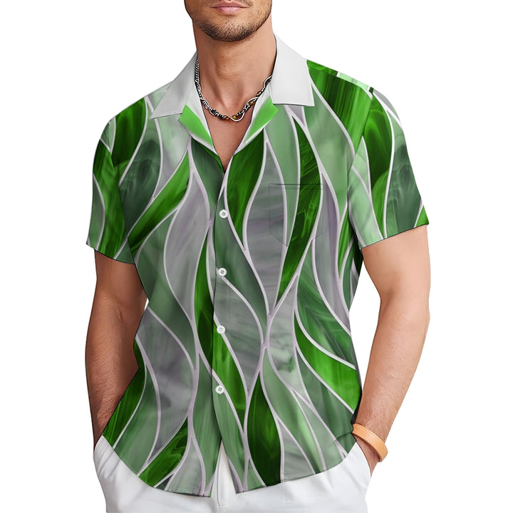 Men's Geometric Textured Hawaiian Resort Printed Shirts 2407000758