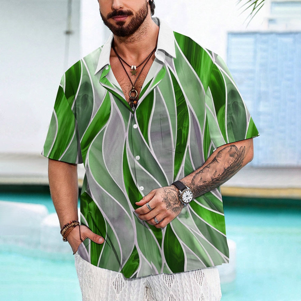 Men's Geometric Textured Hawaiian Resort Printed Shirts 2407000758