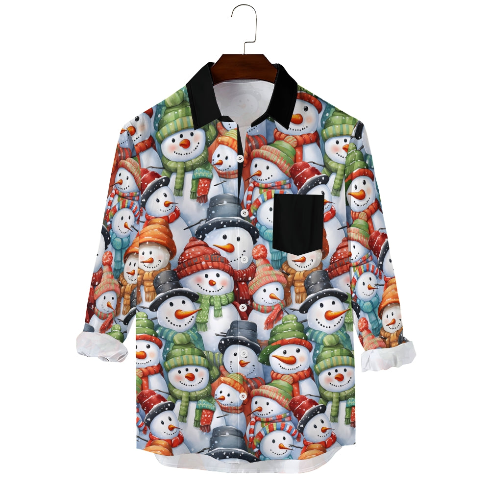 Snowman Men's Pocket Long Sleeve Shirts 2411011034