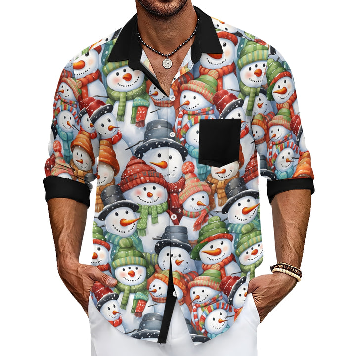 Snowman Men's Pocket Long Sleeve Shirts 2411011034