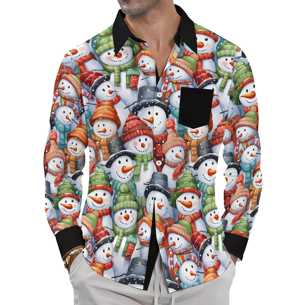 Snowman Men's Pocket Long Sleeve Shirts 2411011034