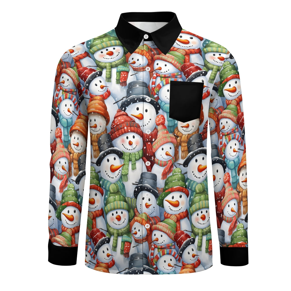 Snowman Men's Pocket Long Sleeve Shirts 2411011034