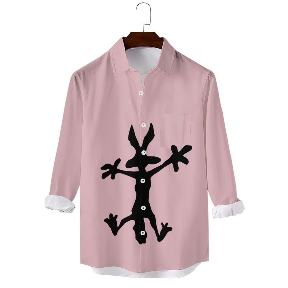 Cheerful Bunny Art Print Casual Long Sleeve Shirt